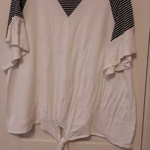 Emerald (boutique) stripe ruffle sleeve top